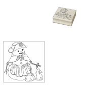Leuke Sneeuwman met Bunnies Rubber Stamp Rubberstempel (Gestempeld)