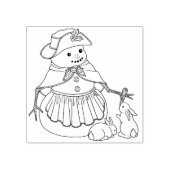 Leuke Sneeuwman met Bunnies Rubber Stamp Rubberstempel (Afrduk)