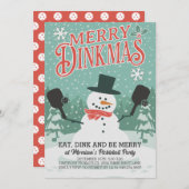 Leuke Sneeuwman Pickleball Kerstfeest uitnodiging (Voorkant / Achterkant)