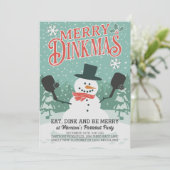 Leuke Sneeuwman Pickleball Kerstfeest uitnodiging (Staand voorkant)