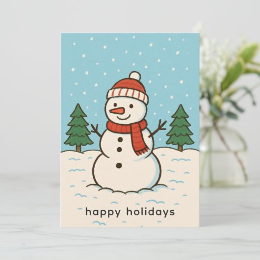 Leuke sneeuwman Schattigee kerst Feestdagenkaart (Staand voorkant)