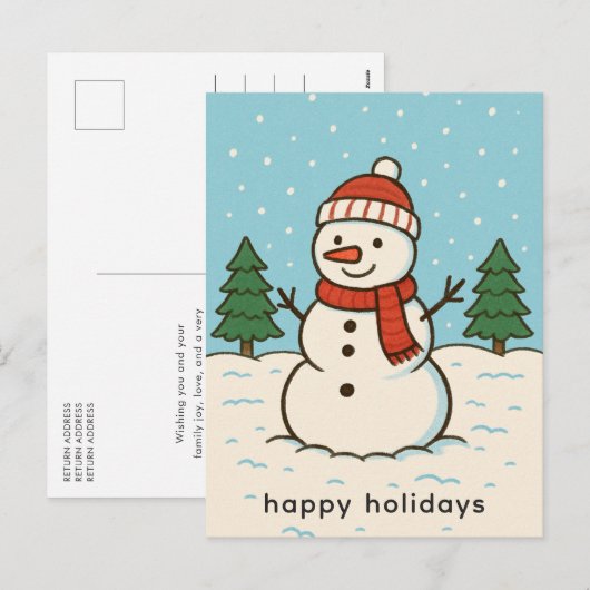 Leuke sneeuwman Schattigee kerst Feestdagenkaart (Voorkant / Achterkant)
