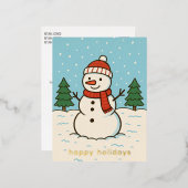 Leuke sneeuwman Schattigee kerst Folie Feestdagen Briefkaart (Voorkant / Achterkant)