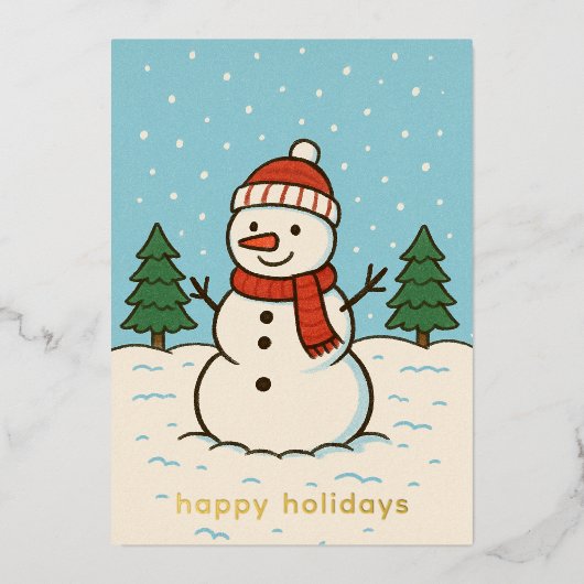 Leuke sneeuwman Schattigee kerst Folie Feestdagenkaart (Voorkant)