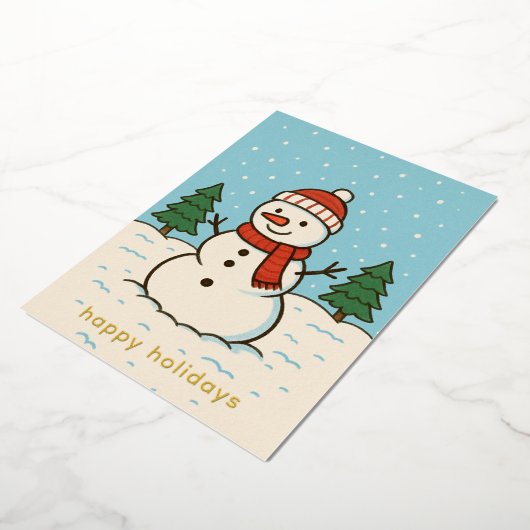 Leuke sneeuwman Schattigee kerst Folie Feestdagenkaart (Gedraaid)