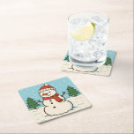 Leuke sneeuwman Schattigee kerst Kartonnen Onderzetters<br><div class="desc">Schattigee kerst papier onderzetters met een leuke sneeuwpop illustratie.</div>