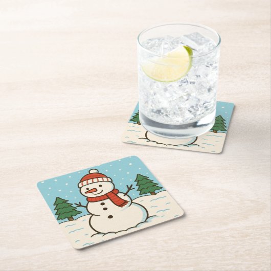 Leuke sneeuwman Schattigee kerst Kartonnen Onderzetters (Insitu)