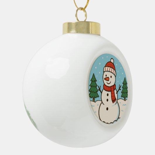 Leuke sneeuwman Schattigee kerst Keramische Bal Ornament (Links)