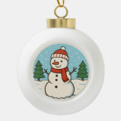 Leuke sneeuwman Schattigee kerst Keramische Bal Ornament (Voorkant)