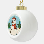 Leuke sneeuwman Schattigee kerst Keramische Bal Ornament (Rechts)