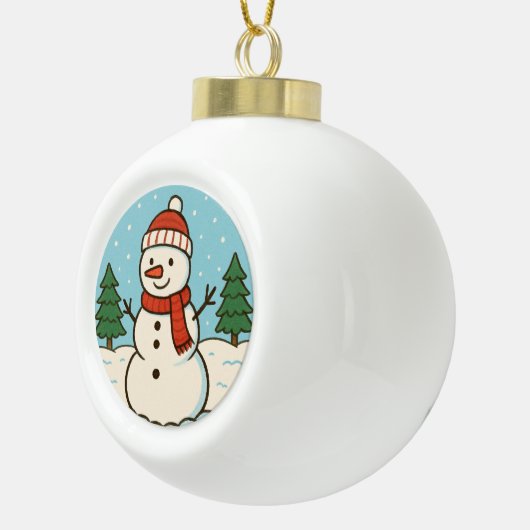 Leuke sneeuwman Schattigee kerst Keramische Bal Ornament (Rechts)