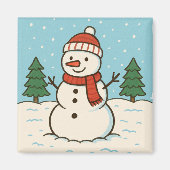 Leuke sneeuwman Schattigee kerst Magneet (Voorkant)