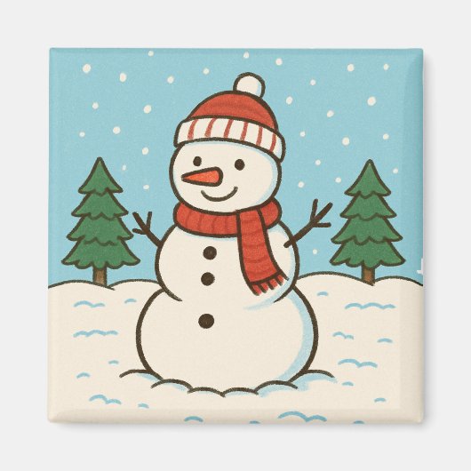 Leuke sneeuwman Schattigee kerst Magneet (Voorkant)