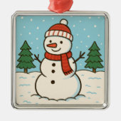 Leuke sneeuwman Schattigee kerst Metalen Ornament (Voorkant)
