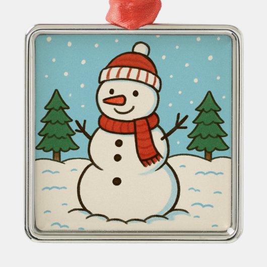 Leuke sneeuwman Schattigee kerst Metalen Ornament (Voorkant)