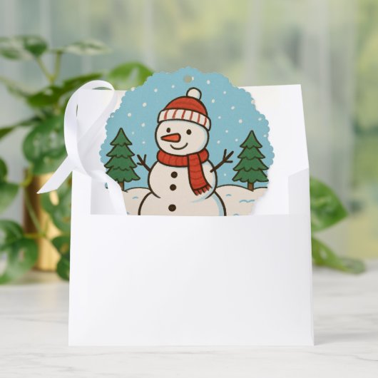 Leuke sneeuwman Schattigee kerst Ornament Kaart (Envelop)