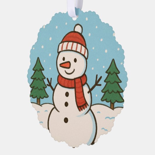 Leuke sneeuwman Schattigee kerst Ornament Kaart (Links)