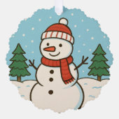 Leuke sneeuwman Schattigee kerst Ornament Kaart (Voorkant)