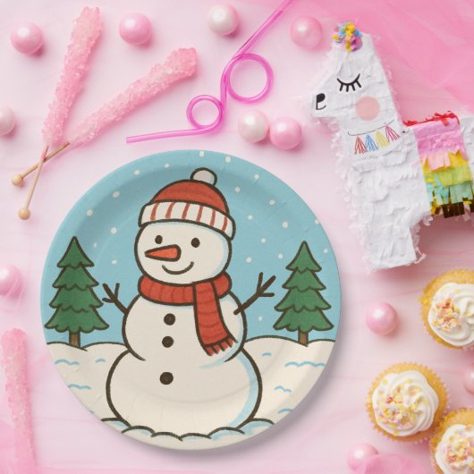 Leuke sneeuwman Schattigee kerst Papieren Bordje (Feest)