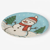Leuke sneeuwman Schattigee kerst Papieren Bordje (Gekanteld)