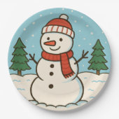 Leuke sneeuwman Schattigee kerst Papieren Bordje (Voorkant)
