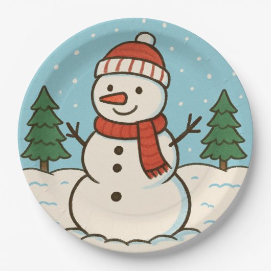 Leuke sneeuwman Schattigee kerst Papieren Bordje (Voorkant)