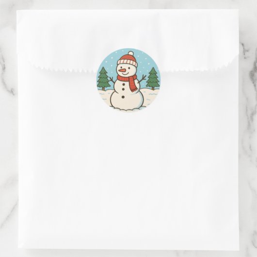 Leuke sneeuwman Schattigee kerst Ronde Sticker (Tas)