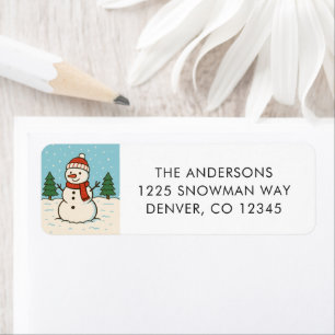 Leuke sneeuwman Schattigee kerst terug adres Etiket