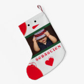 Leuke Sneeuwman Uw Fotonaam Schattige Baby Peuter  Kleine Kerstsok (Achterkant (Hangend))