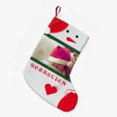 Leuke Sneeuwman Uw Fotonaam Schattige Baby Peuter  Kleine Kerstsok (Voorkant (Hangend))