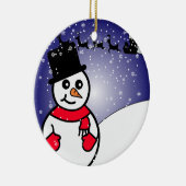 Leuke Sneeuwman Winter Vakantie Kerstmis Keramisch Ornament (Rechts)