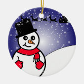 Leuke Sneeuwman Winter Vakantie Kerstmis Keramisch Ornament (Voorkant)
