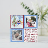 Leuke Sneeuwman Woodland Sneeuw Kerstmis Familie F Feestdagenkaart (Staand voorkant)