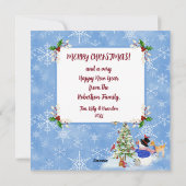 Leuke Sneeuwman Woodland Sneeuw Kerstmis Familie F Feestdagenkaart (Achterkant)