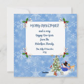 Leuke Sneeuwman Woodland Sneeuw Kerstmis Familie F Feestdagenkaart (Achterkant)