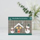 Leuke Sneeuwmannen en Gezellig Huis Vakantie Verhu Aankondiging (Staand voorkant)