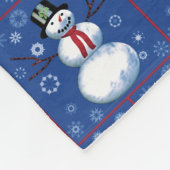 Leuke Sneeuwmannen op blauw met sneeuwvlokken Fleece Deken (Hoek)