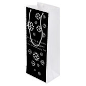 Leuke sneeuwpop met sjaal en pet zwart en wit wijn cadeautas (Achterkant Gekanteld)