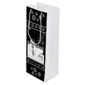 Leuke sneeuwpop met sjaal en pet zwart en wit wijn cadeautas (Voorkant Gekanteld)