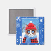 Leuke Sneeuwschoen Ragdoll kat, Kerst winter natuu Magneet (Voorkant / Achterkant)