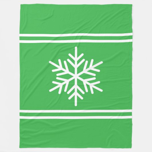 Leuke Sneeuwvlok Kerst Groen Wit Racing Stripes Fleece Deken (Voorkant)