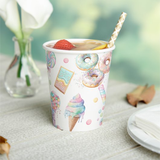 Leuke snoepjes Snoep Ice Cream Pastel Verjaardag Papieren Bekers (Insitu)