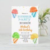 Leuke snowcone verjaardagsfeest uitnodiging (Staand voorkant)