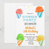 Leuke snowcone verjaardagsfeest uitnodiging (Voorkant / Achterkant)