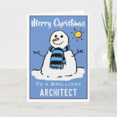 Leuke Snowman Kerst Kaart voor een Architect (Voorkant)