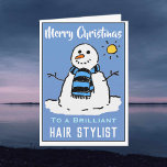 Leuke Snowman Kerst Kaart voor een Hair Stylist<br><div class="desc">Leuke sneeuwpop cartoon op een feestelijke kerstkaart. Kerstkaart voor een Hair Stylist.</div>