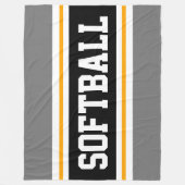Leuke SOFTBALL Grijs Zwart Athletic Racing Stripes Fleece Deken (Voorkant)