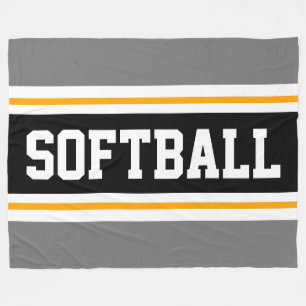 Leuke SOFTBALL Grijs Zwart Athletic Racing Stripes Fleece Deken