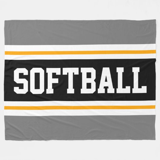 Leuke SOFTBALL Grijs Zwart Athletic Racing Stripes Fleece Deken (Voorkant (Horizontaal))
