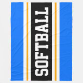 Leuke SOFTBALL Helder Blauw Zwart Atletische Strep Fleece Deken (Voorkant)